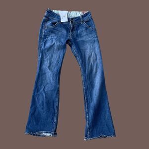 Hudson Women's Low Rise Flap Pockets Flare Jeans Blue Denim Medium Wash Size 28